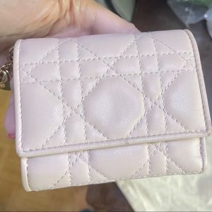 Lady Dior lotus pink lambskin wallet